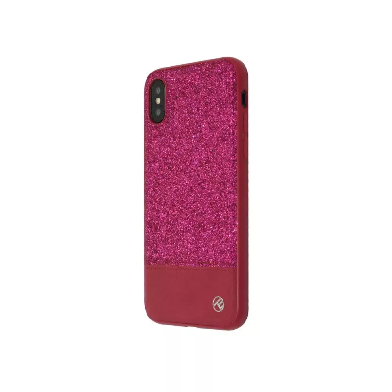 Tellur Glitter II funda de cuero sintético para iPhone X/XS, rosa