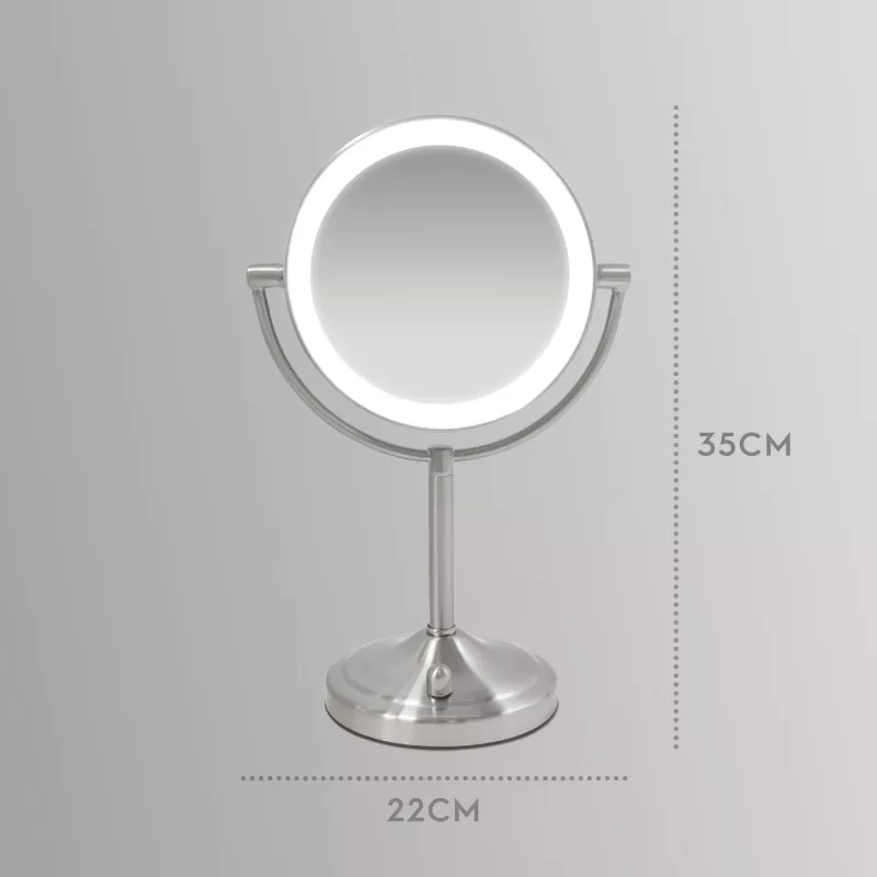 Espejo de maquillaje HoMedics MIR-8150-EU de pie redondo acero inoxidable