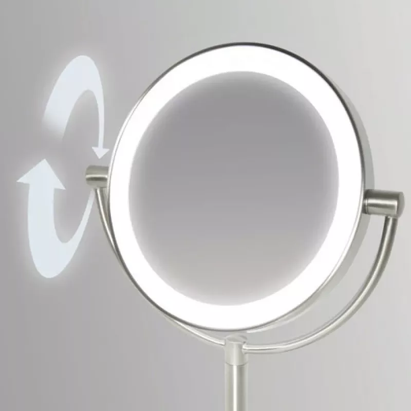 Espejo de maquillaje HoMedics MIR-8150-EU de pie redondo acero inoxidable