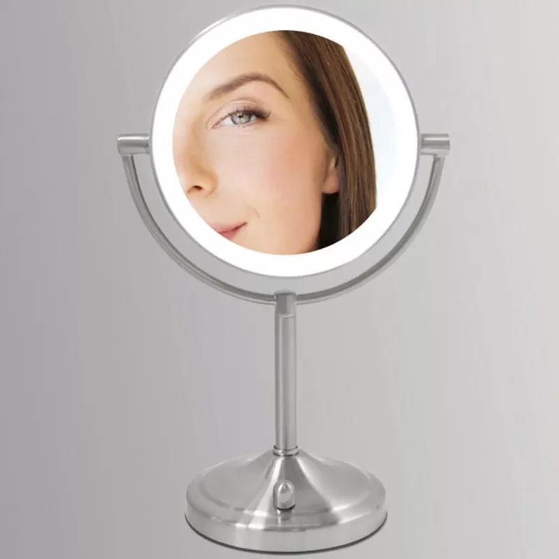 Espejo de maquillaje HoMedics MIR-8150-EU de pie redondo acero inoxidable