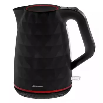 Hervidor eléctrico MANTA KTL9230B 1.7L 2200W negro, carcasa de plástico, controlador Strix, indicador de nivel de agua