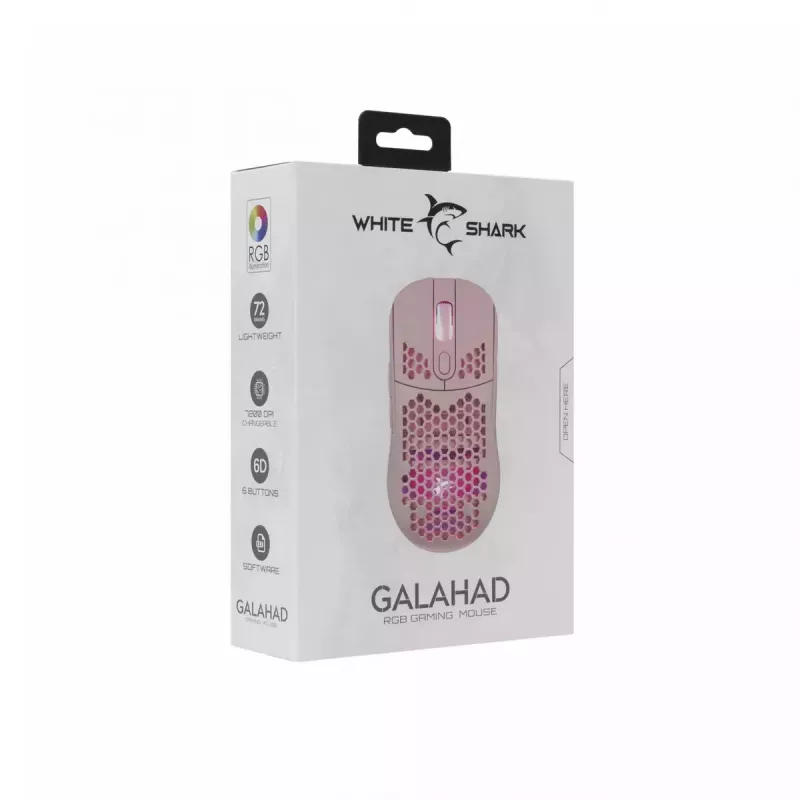 Ratón White Shark Galahad rosa USB Type-A
