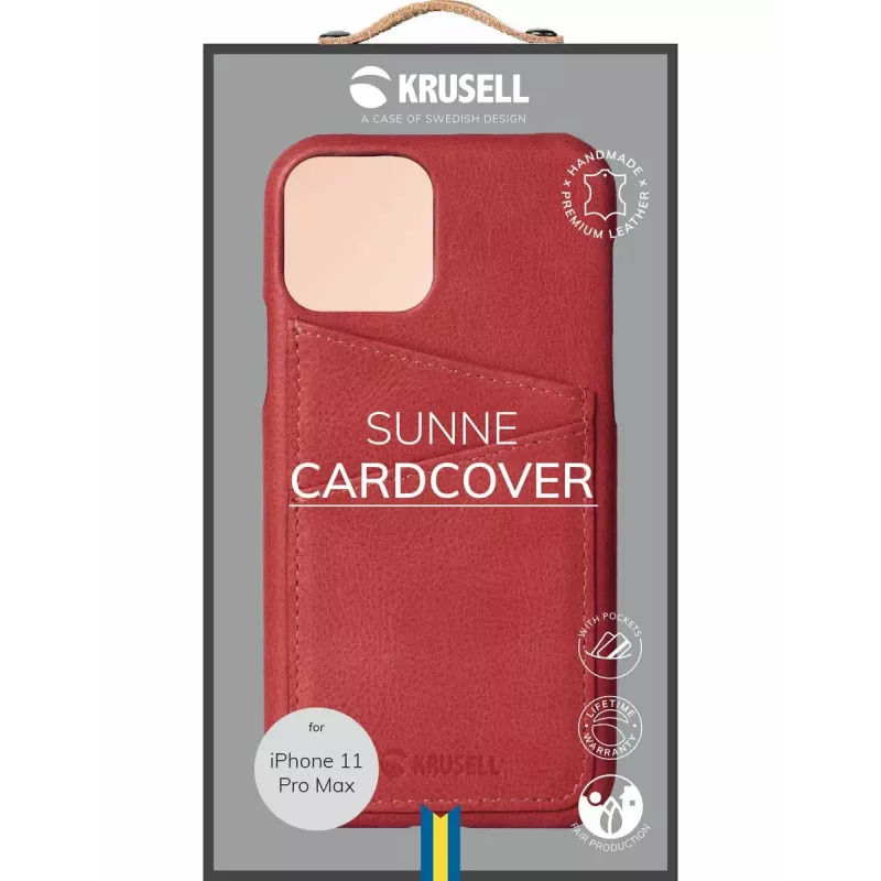 Funda protectora CardCover Krusell Sunne para Apple iPhone 11 Pro Max, vintage red