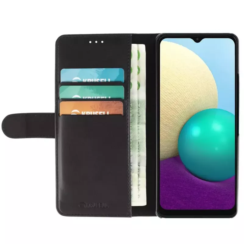 Funda cartera Krusell Galaxy A02 16,5 cm negro 3 compartimentos para tarjetas