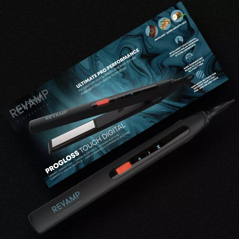 Revamp Progloss Touch Digital Plancha de pelo Warm Negra 3 m