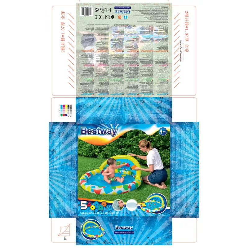 Bestway 52378 Splash & Learn piscina infantil con toldo, 45 l, 117 x 120 x 117 cm