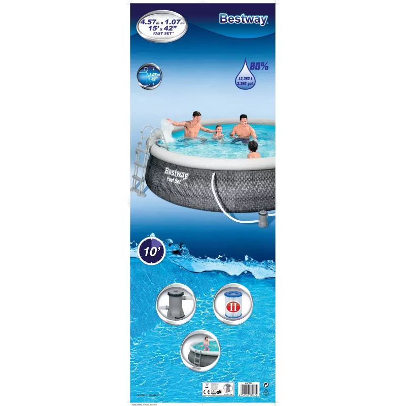Piscina desmontable Bestway 57372 piscina hinchable redonda 12362 L gris
