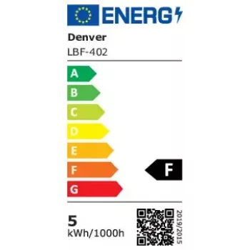Lámpara inteligente Denver LBF-402 Wi-Fi negra transparente clase energética F