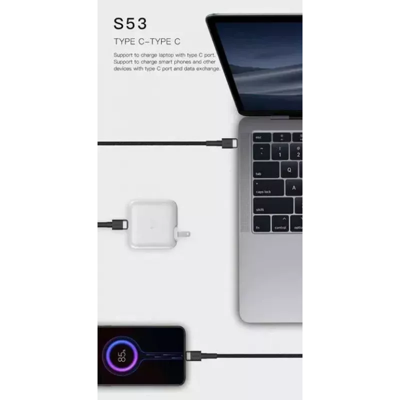 Cable USB-C a USB-C Orsen S53, 1 m, 3 A, rojo