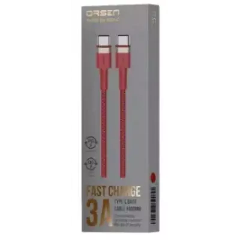 Cable USB-C a USB-C Orsen S53, 1 m, 3 A, rojo