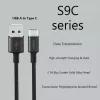 Cable USB-A a USB-C Orsen S9C 1 m, 2,1 A, negro
