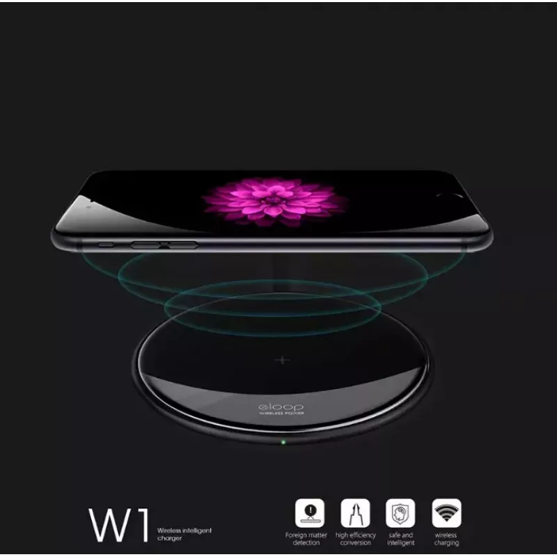Cargador inalámbrico Eloop W1 10W carga rápida para smartphones y accesorios compatibles con Qi