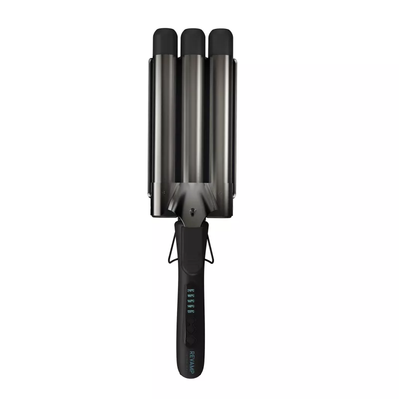 Rizador Revamp Progloss Deep Beach Waver Texturizing iron Warm negro 3 m