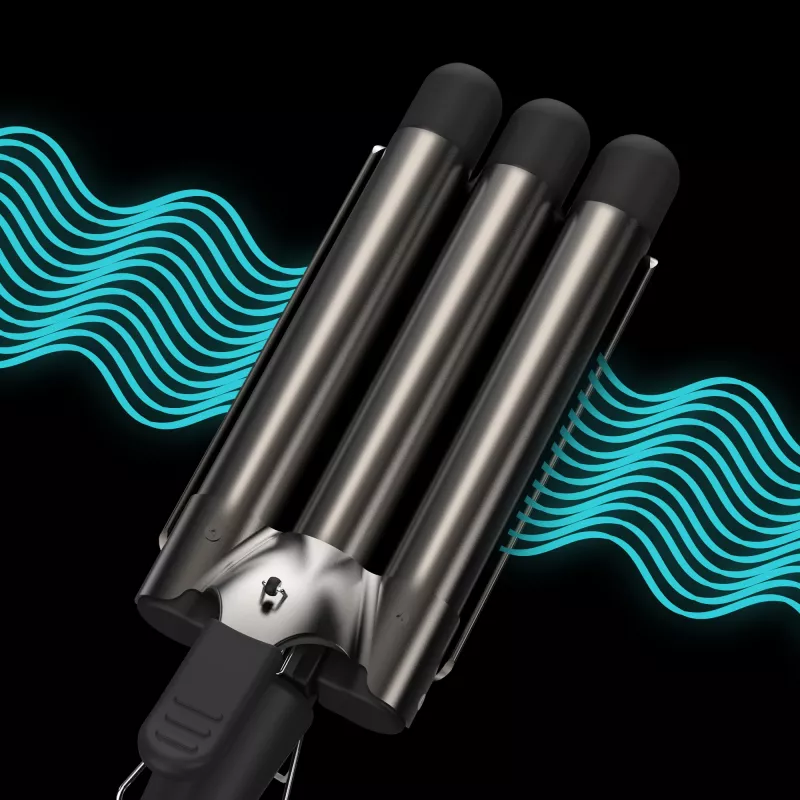 Rizador Revamp Progloss Deep Beach Waver Texturizing iron Warm negro 3 m