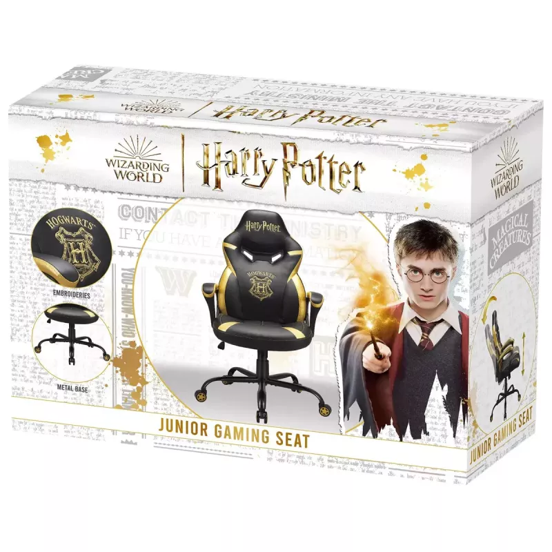 Silla gaming para PC Subsonic Junior Hogwarts asiento acolchado negro amarillo