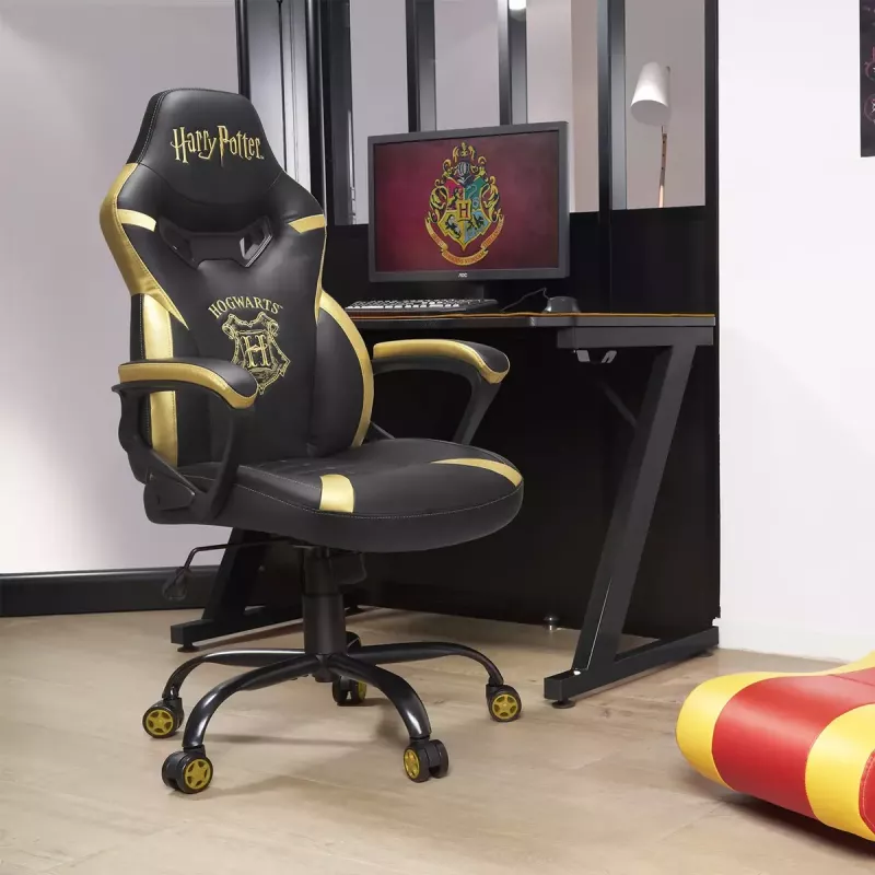 Silla gaming para PC Subsonic Junior Hogwarts asiento acolchado negro amarillo