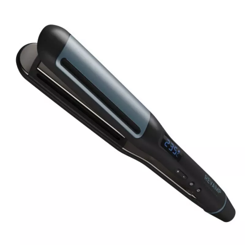 Plancha alisadora Revamp Progloss Hydro Shield X Shine negro 3 m