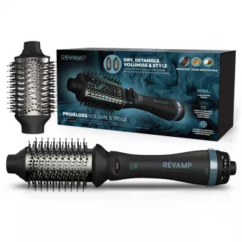Cepillo de aire caliente Revamp Progloss Volume & Style Hot Brush negro 1000 W 3 m