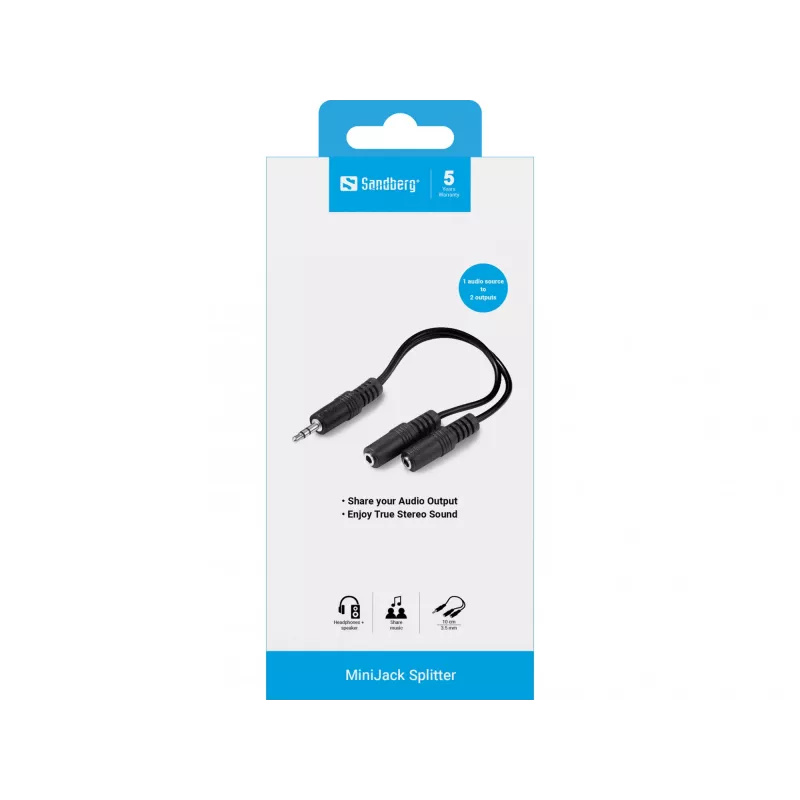 Divisor de audio Sandberg MiniJack 1->2 502-16