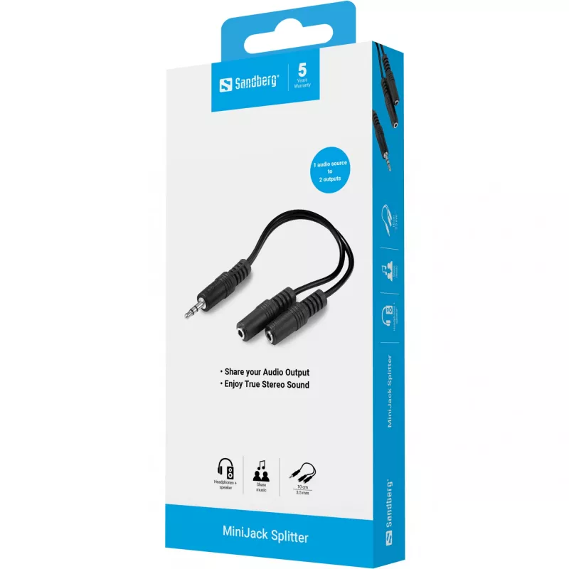 Divisor de audio Sandberg MiniJack 1->2 502-16