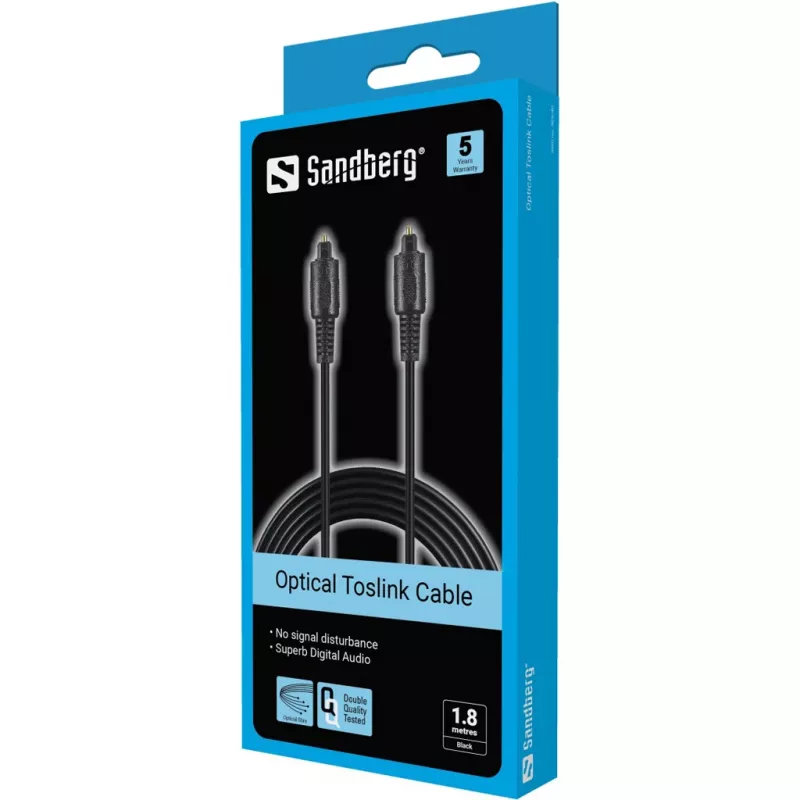 Cable óptico Sandberg Optical Toslink-Toslink 1,8 m