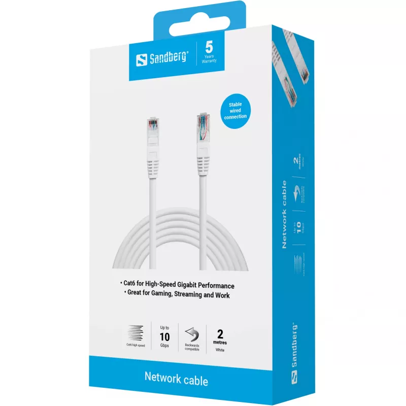 Cable de red Sandberg UTP Cat6 RJ-45 2 m blanco