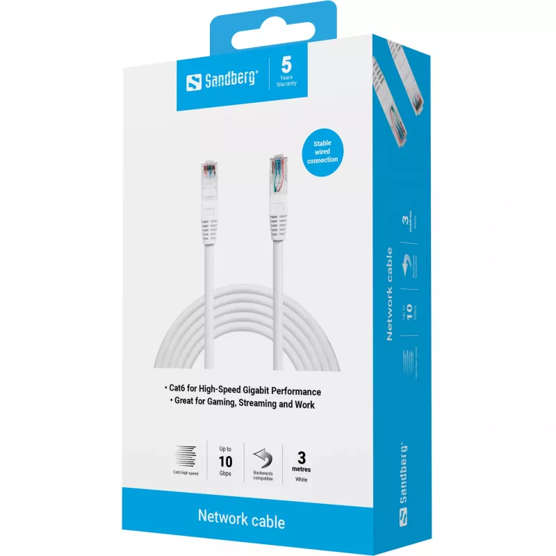 Cable de red Sandberg UTP Cat6 RJ-45 3 m blanco