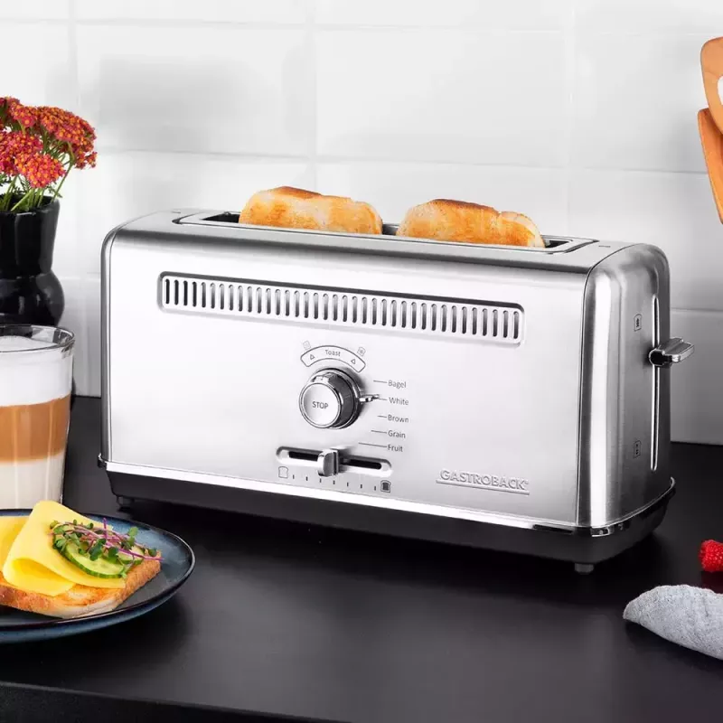 Tostadora Gastroback Design Advanced 4S 2 rebanadas 1100 W negro acero inoxidable