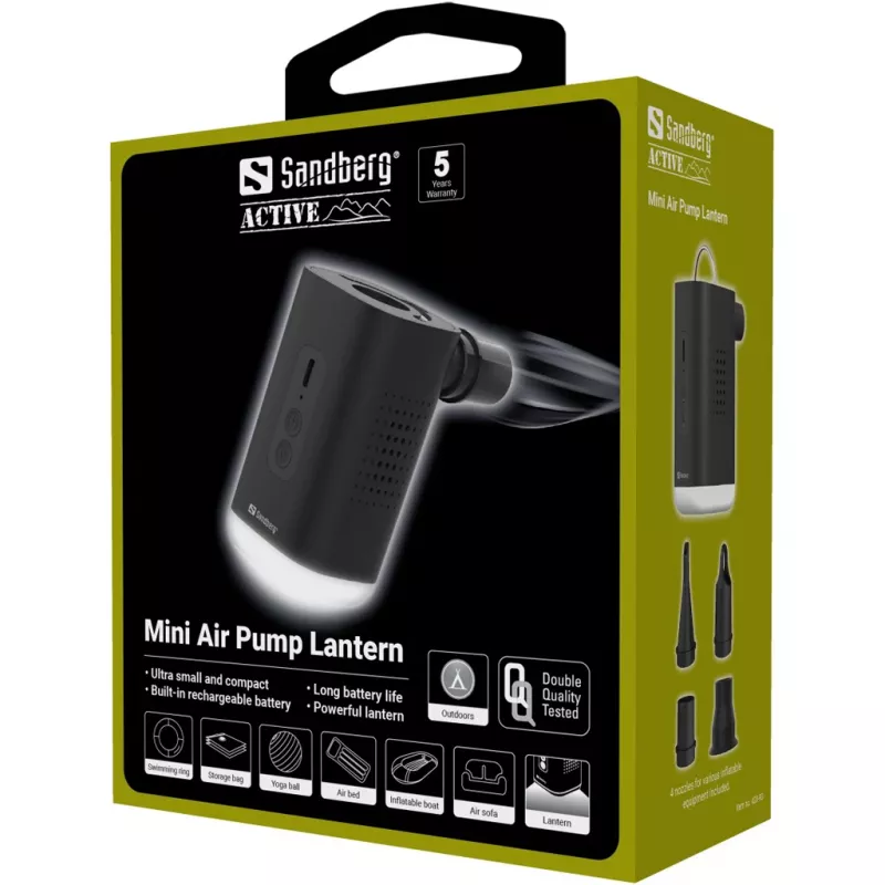 Bomba de aire con linterna Sandberg Mini 0.04 bar 200 l/min batería 5V 2A