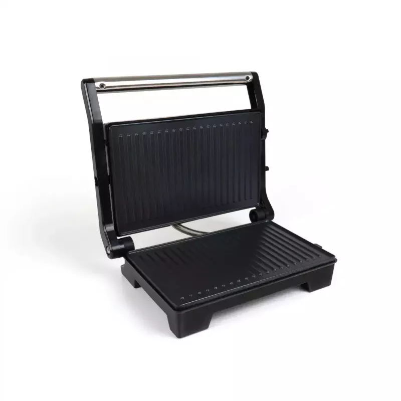 Parrilla de contacto JATA JEGR1107 1000W negra acero inoxidable mando giratorio
