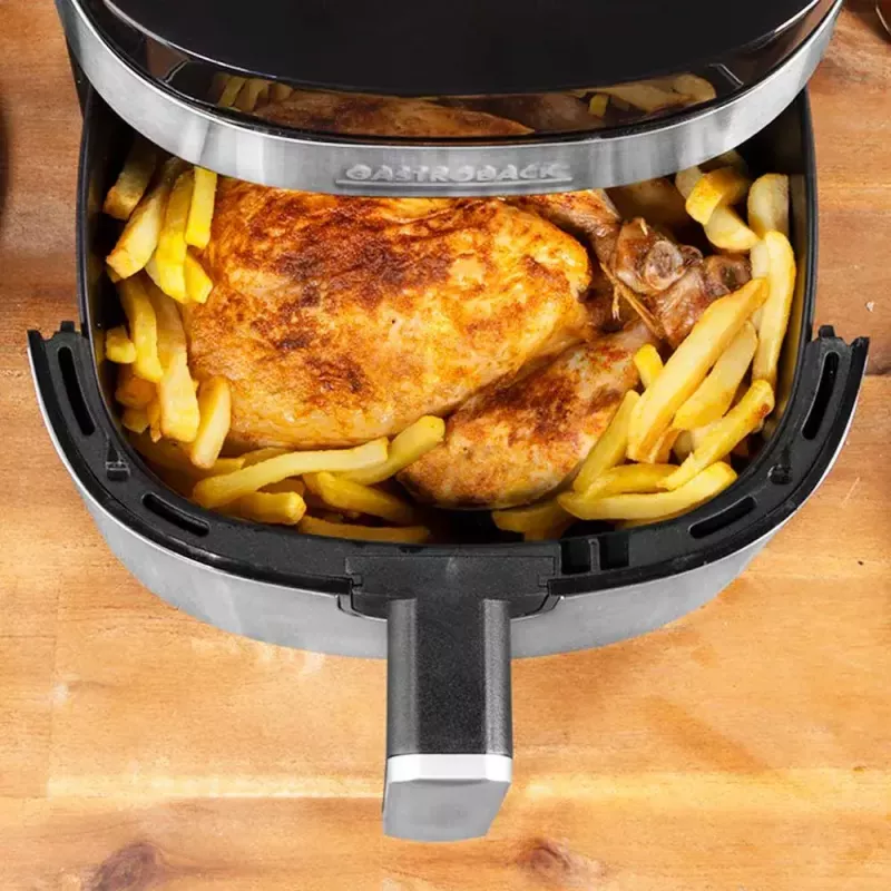 Gastroback 42583 Design Air Pro XXL freidora de aire caliente, 6,5 l, 1800 W, negro/acero inoxidable