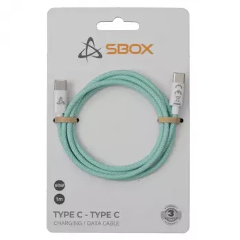 Cable SBOX USB TYPE C -> USB TYPE C M/M 1M verde 60W