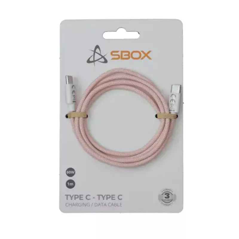 Cable SBOX USB TYPE C -> USB TYPE C M/M 1M rosa 60W