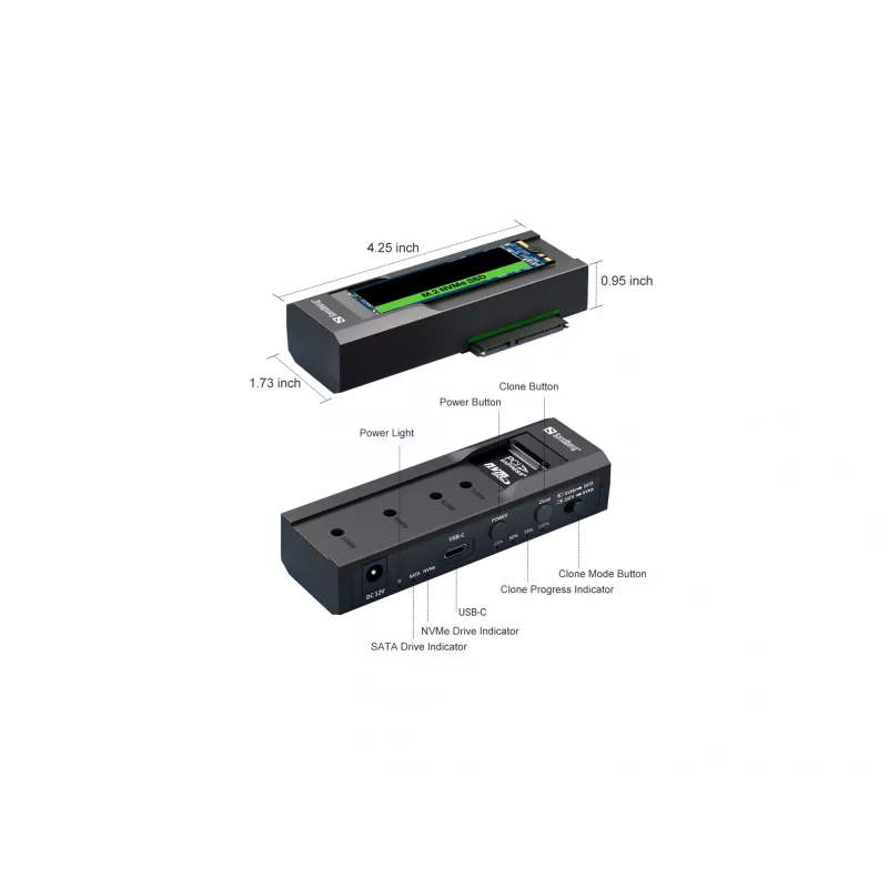 Clonador y dock USB 3.2 Sandberg para M2 + NVMe + SATA