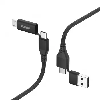 Hama 00201537 Cable USB USB 2.0 1,5 m USB-A/USB-C USB-C/Micro-USB B negro