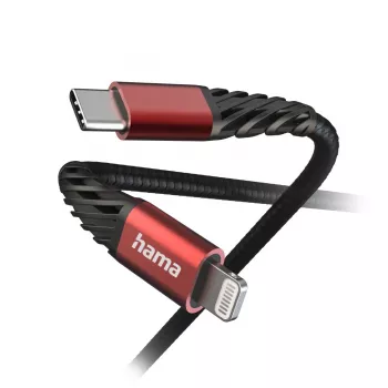 Hama Extreme Cable Lightning a USB-C 1,5 m 3A negro rojo