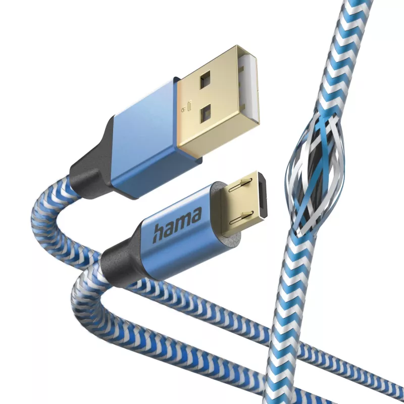Hama Reflective Cable USB USB 2.0 1,5 m USB A Micro-USB B azul