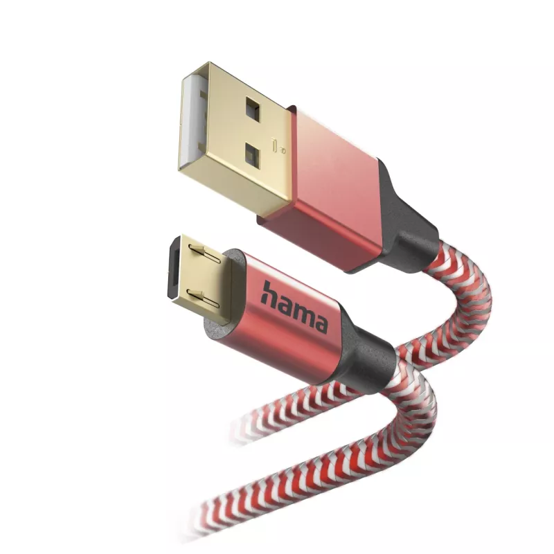 Hama Reflective Cable USB USB 2.0 1,5 m USB A Micro-USB B rojo