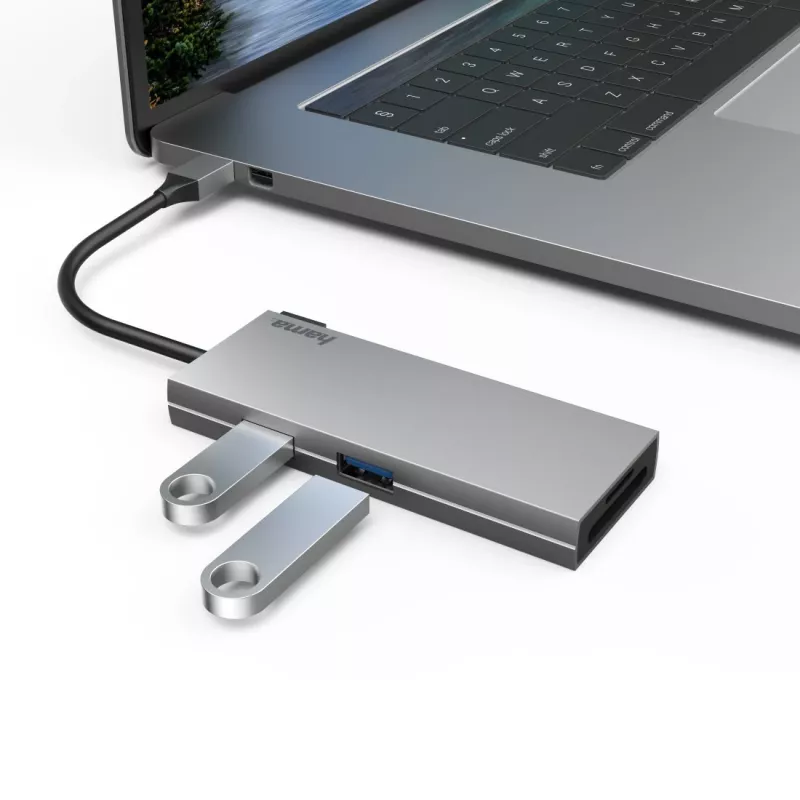 Hama 00200110 adaptador multipuerto USB-C, base de conexión, 6 puertos, USB-C 3.2 Gen 1, HDMI