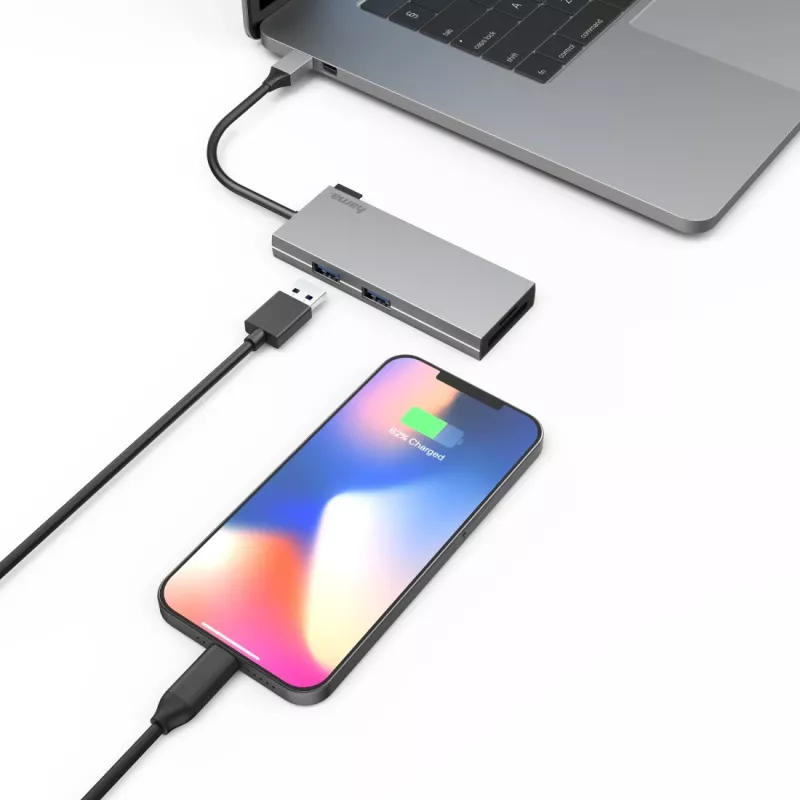 Hama 00200110 adaptador multipuerto USB-C, base de conexión, 6 puertos, USB-C 3.2 Gen 1, HDMI