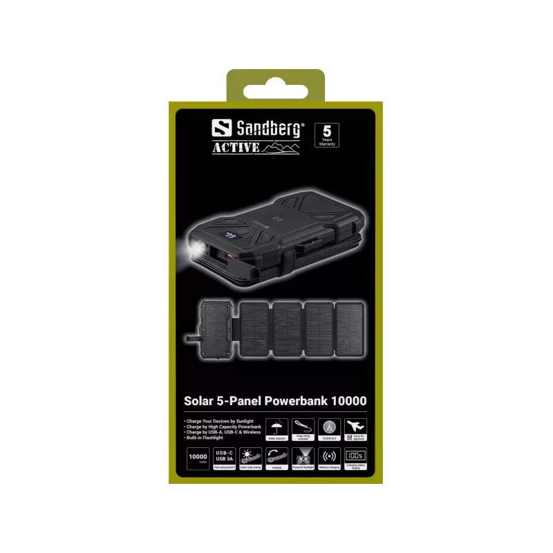 Batería portátil Sandberg Solar 5 paneles 10000 mAh