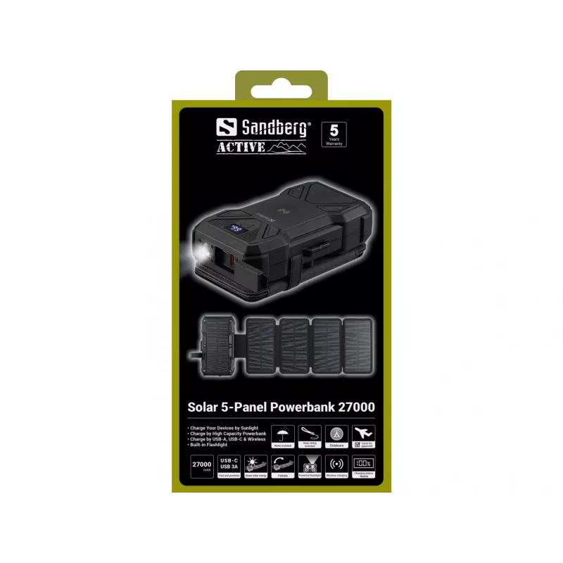 Batería portátil Sandberg Solar 5 paneles 27000 mAh