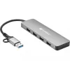 Hub Sandberg USB-C/A a 4xUSB 3.0 aluminio 5000 Mbit/s