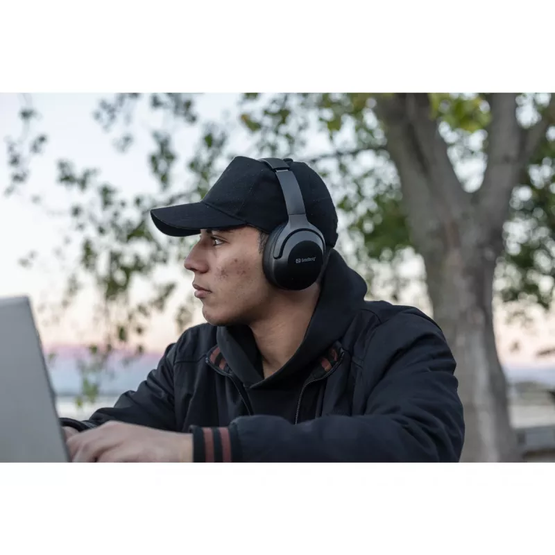 Auriculares inalámbricos Sandberg Wireless Travel Headset ANC+ENC, inalámbricos, llamadas/música, 228 g, auriculares, negro