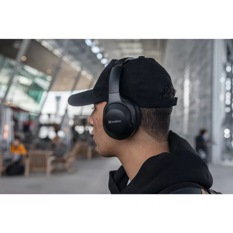 Auriculares inalámbricos Sandberg Wireless Travel Headset ANC+ENC, inalámbricos, llamadas/música, 228 g, auriculares, negro