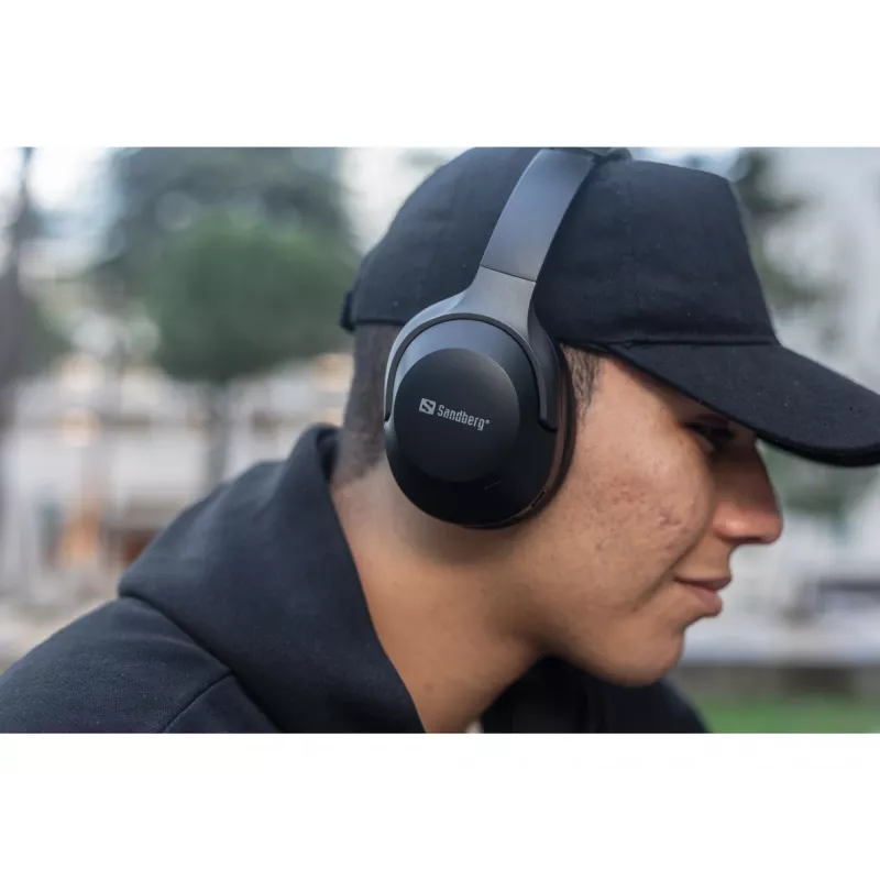 Auriculares inalámbricos Sandberg Wireless Travel Headset ANC+ENC, inalámbricos, llamadas/música, 228 g, auriculares, negro