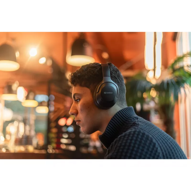 Auriculares inalámbricos Sandberg Wireless Travel Headset ANC+ENC, inalámbricos, llamadas/música, 228 g, auriculares, negro
