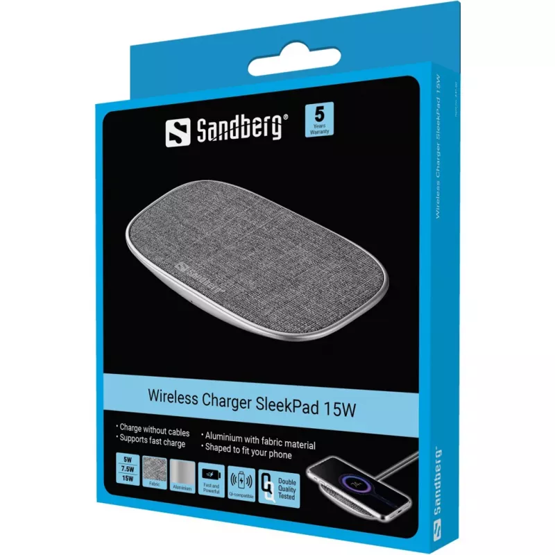 Cargador inalámbrico Sandberg SleekPad 15W interior USB universal