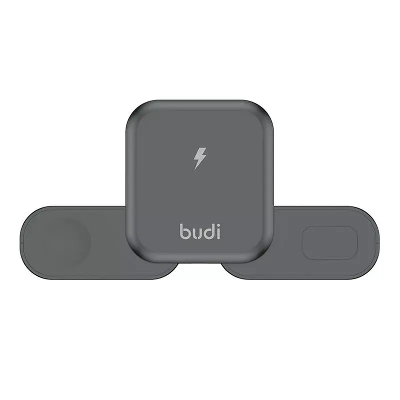 Cargador inalámbrico Budi 3 en 1 15W para teléfono, auriculares y smartwatch