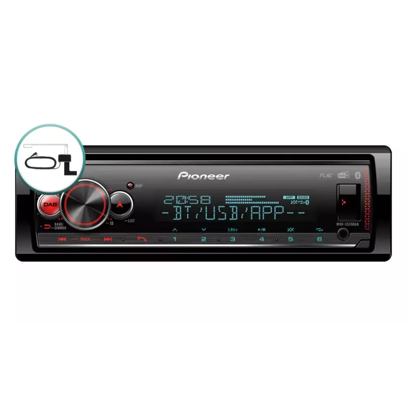Receptor multimedia para coche Pioneer MVH-S520DABAN 200 W Bluetooth negro